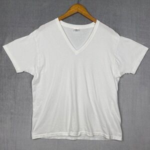 Vtg Jockey Mens XL White V Neck 100% Cotton T Shirt Single Stitch Made In USA